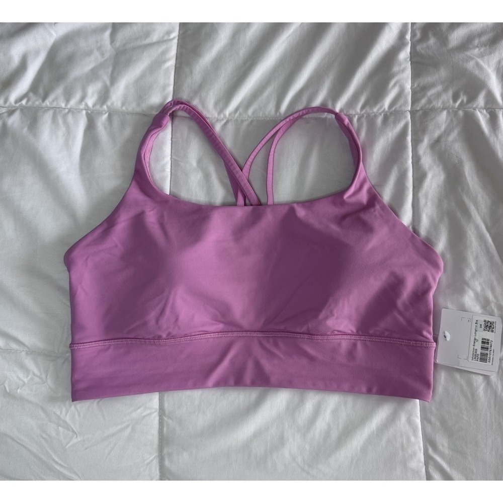 New Lululemon Longline Energy Bra Size 12 Pink Yoga Workout W/ Pads NWT